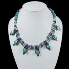 Ethnic choker necklace turquoise lapis statement gemstone anniversaries jewelry