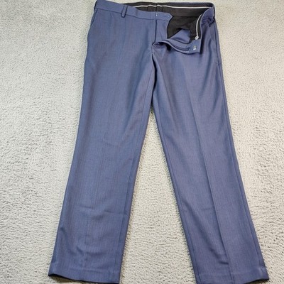Van Heusen Traveler Dress Pants Mens 34x32 Blue Slim Fit Stretch Non Iron |  eBay