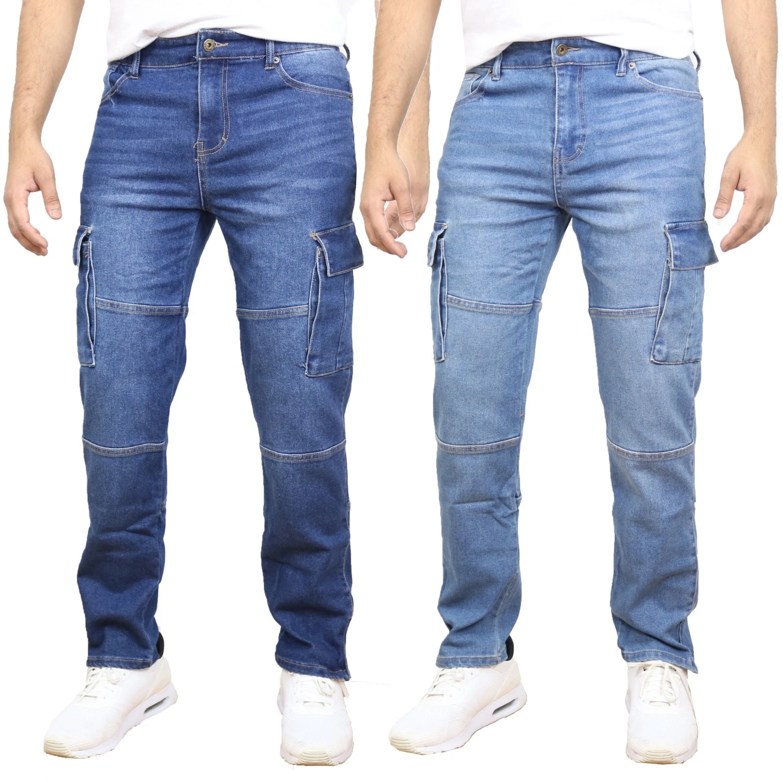 Men’s 2-PACK Stretch Cargo Pocket Jeans (Sizes- 30-42) Stylish & Free Shipping