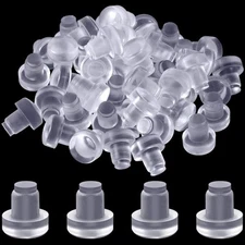 Jetec 50 Pcs Glass Top Table Bumpers with Stem Clear Rubber Grippers 