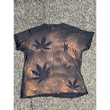 All over Weed leaf pattern front/back custom bleach dyed X-Large casual shirt