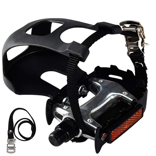 YBEKI Pro-Grade Spin Bike Pedals with Toe Clips & 4D Adjustable Straps - 9/16... - Picture 1 of 7