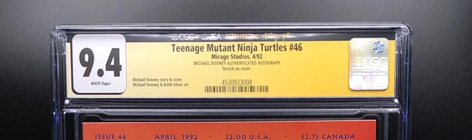 Teenage Mutant Ninja Turtles #46 CGC 9.4 JSA Signed and Sketch by Michael Dooney - Image 3 of 3