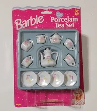 New Vtg Barbie Doll Porcelain Tea Set Service for Four 1998 TOOTSIETOY 10830 NIP