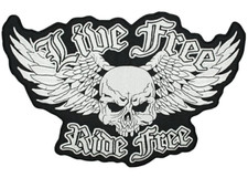 Live Free Ride Free Skull Iron On Sew On Back Patch Biker Motorcycle Logo
