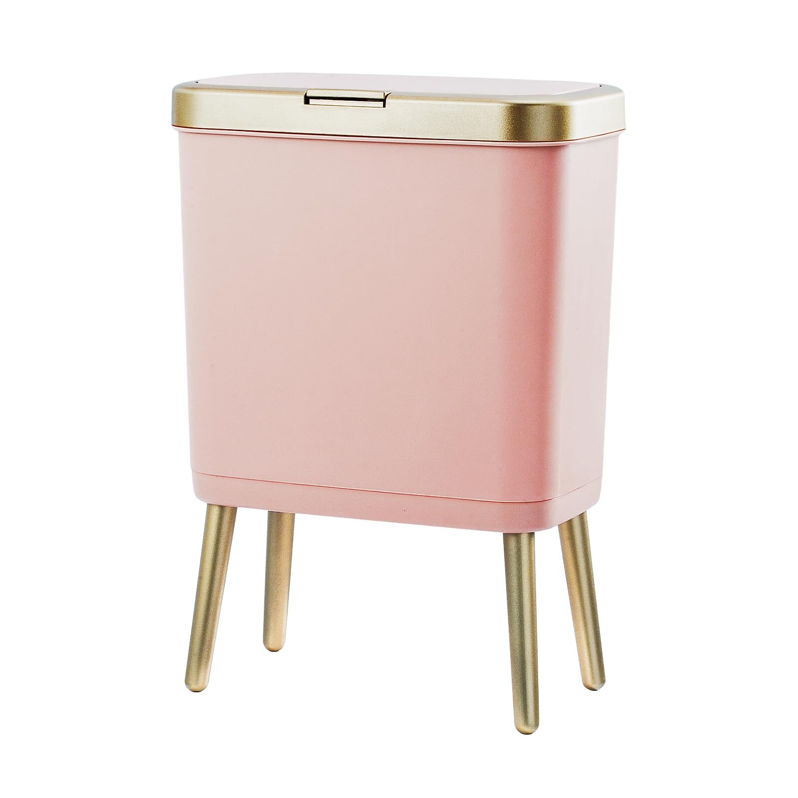 Bathroom Trash Can with Lid, 4 Gallon Pink Garbage Can, Tall Plastic Trash Bi...