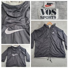 Vintage Nike Coaches Jacket Mens XXL Black Hooded Vos Sports VTG 90s Made In USA