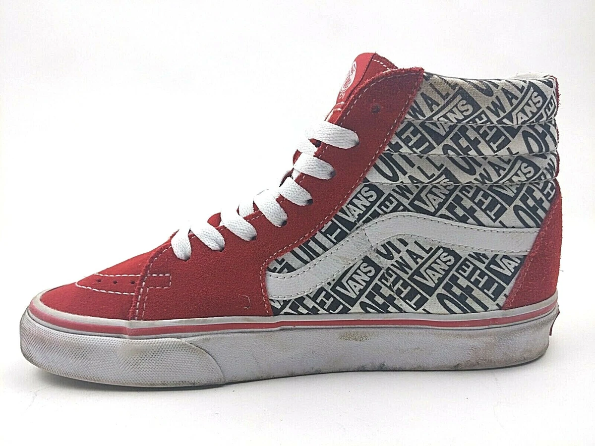 VANS Off The Wall Red White Black Canvas Unisex Sneakers size 7