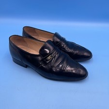 Sanders Henry England Men's Black Leather Slip-On Shoes Loafers - UK 8.5