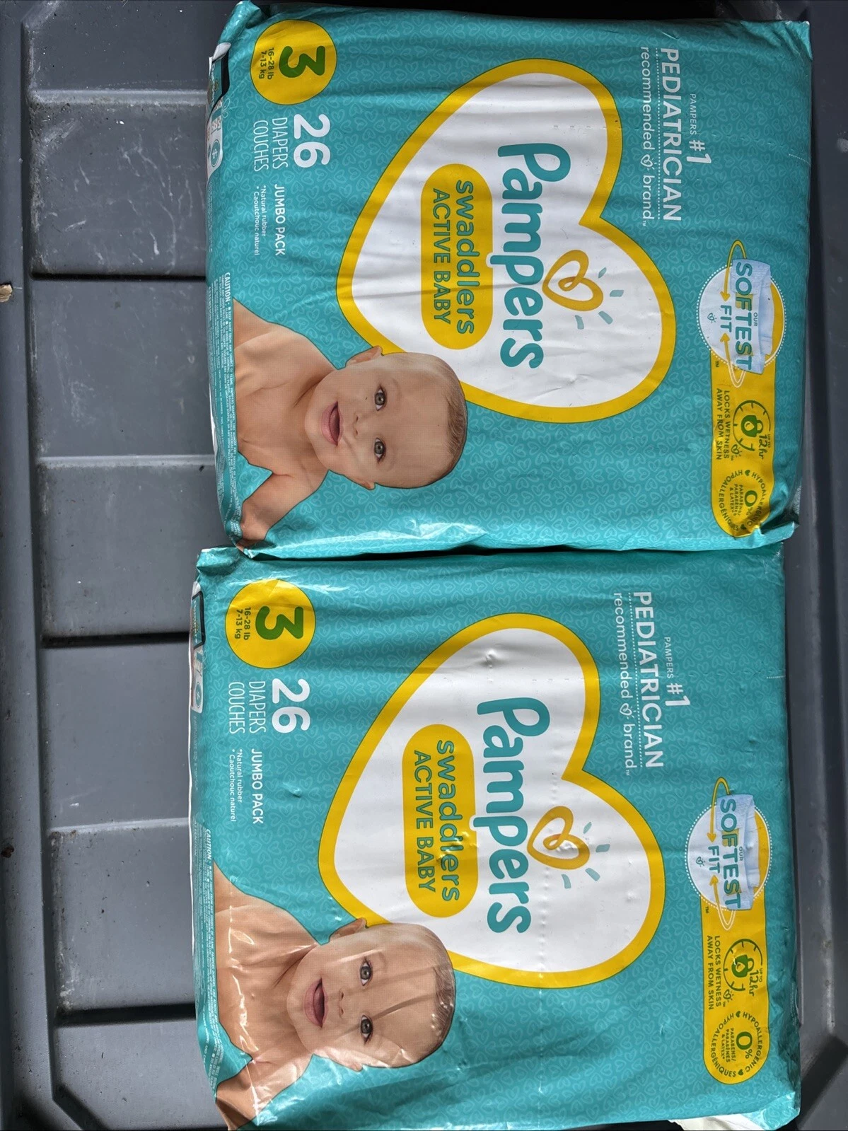 2 Packages Of Pampers Swaddlers Active Baby DisposableDiapers 26 +26Count Size 2