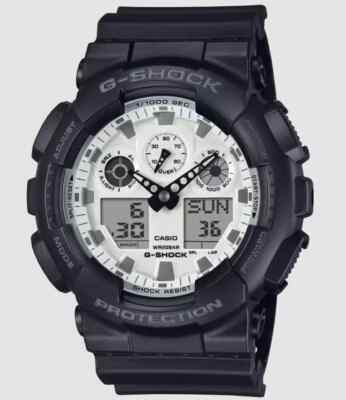 Casio G-Shock Analog/Digital White Dial Black Men s Watch GA100WD-1A/GA-100WD-1A