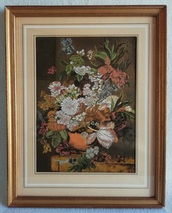 Détails Sur Tableau Soierie Tissée De Bianchini Ferier Nature Morte Bouquet De Fleurs Lyon