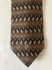 Haggar Clothing Men's Necktie Tie Silk Brown Black Tan Geometric Made in USA
