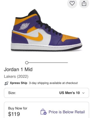 Jordan 1 Mid Lakers