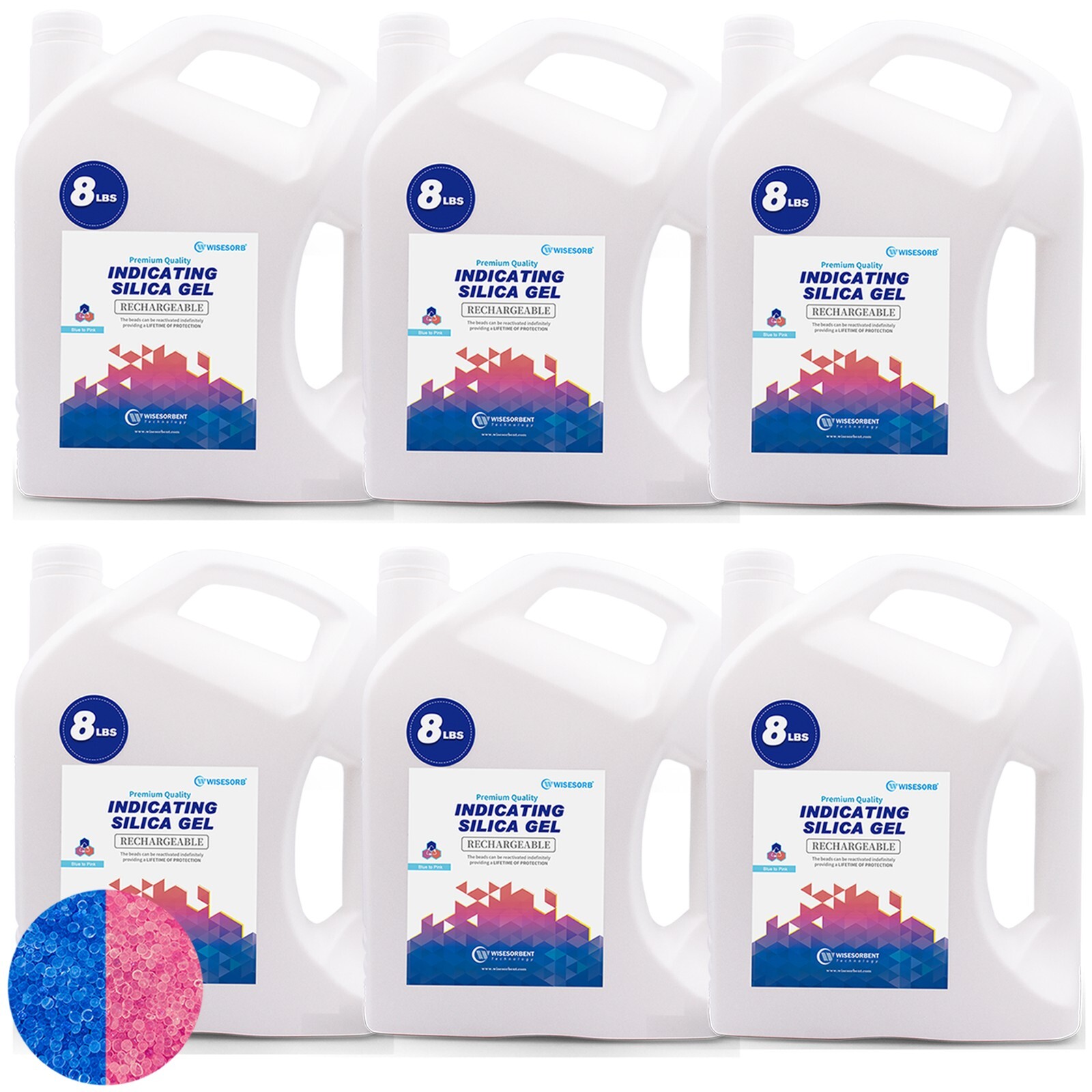 48LBS Indicating Silica Gel Beads Blue to Pink Reusable Desiccant Dehumidifier