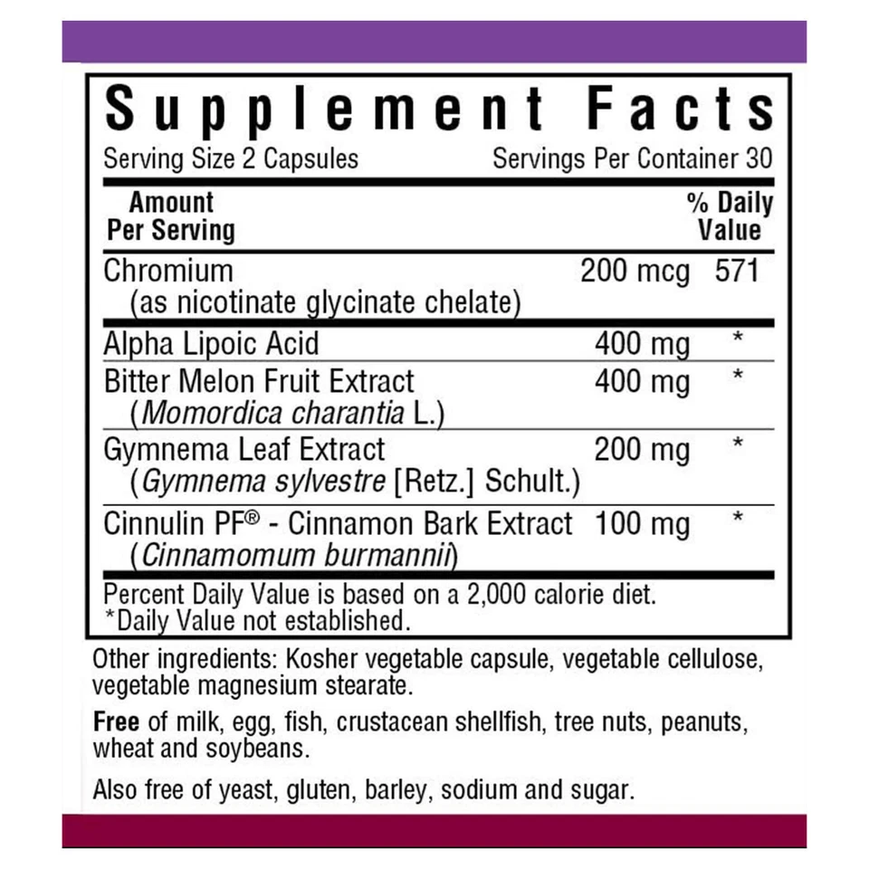Bluebonnet Targeted Choice Apoyo para el azúcar en la sangre 60 cápsulas vegetales, manejo de la glucosa Foto 4 de 4