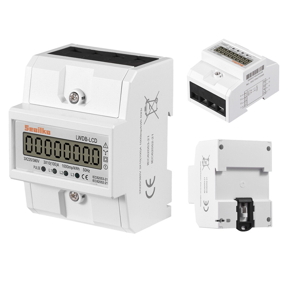 APL Contatore trifase calibrato per guida DIN + 3x 230 400V 10(100)A 3 fasi 4 fili