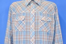vintage 70s LEVIS PANATELA BLUE RED PLAID WESTERN PEARL SNAP COWBOY SHIRT L