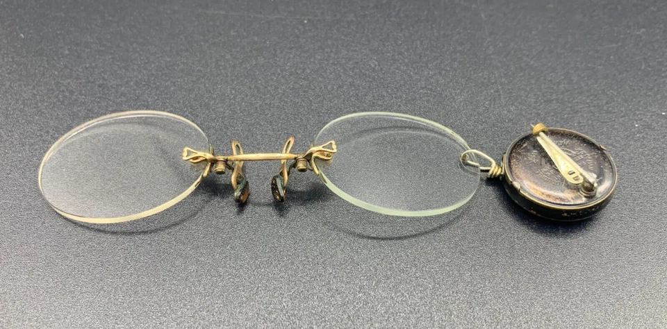 Rare Pince Nez 1/10 Gold Filled Eyeglasses With Ketcham Extendable Holder Brooch - Image 3 of 4