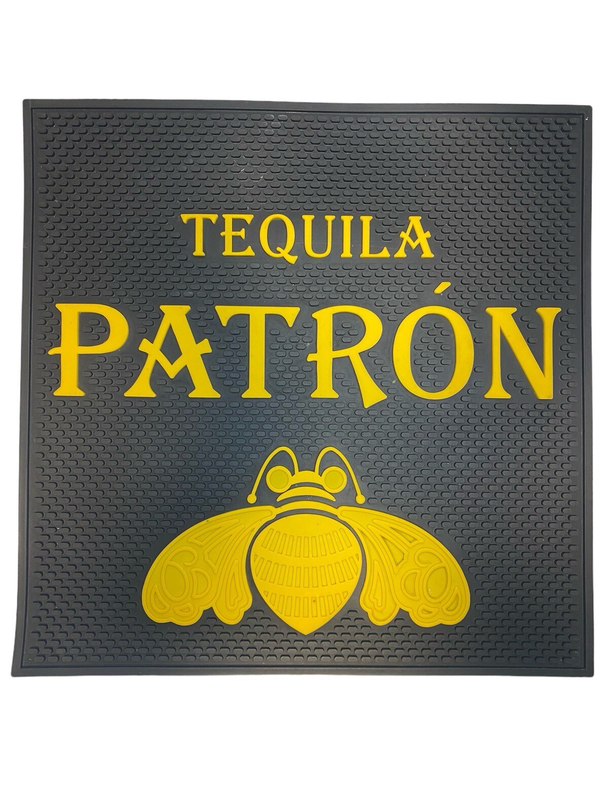PATRÓN TEQUILA RUBBER BAR MAT 14” X 14” X 3/16” Square Spill Patron Black Bee 🐝