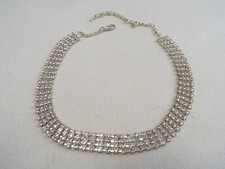 Silvertone Rhinestone Choker Necklace H2 