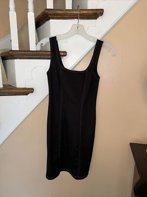 black fitted tank dress Stunning Aqua-Themed Embroidered Dress With Hair Tie main image 1