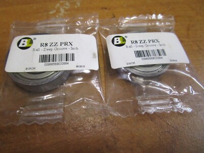 (2) R8 ZZ 0.5'' ID x 1.125'' R8-ZZ 1 Row Double Shield Radial Ball Bearing