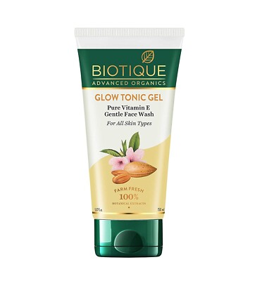 Biotique Advanced Organics Glow Tonic Gel Pure Vitamin E Gentle Face Wash 150ml.