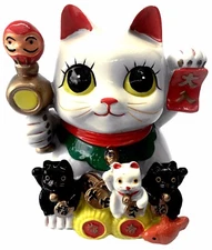 Maneki Neko Lucky Cat Coin Bank Decor for Wealth 