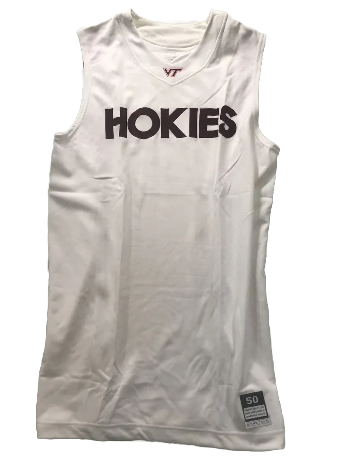 VIRGINIA TECH Basketball Jersey HOKIES Men’s 50 Length +4 White l NCAA