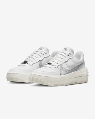 Nike Air Force 1 PLT.AF.ORM White Metallic Silver Size 12(W) 10.5