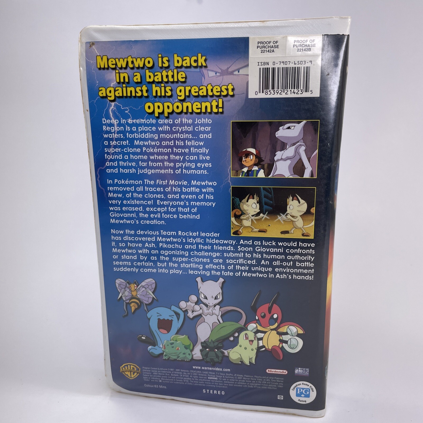 Pokemon Mewtwo Returns Movie VHS Johto Adventure Clamshell 2001 TESTED