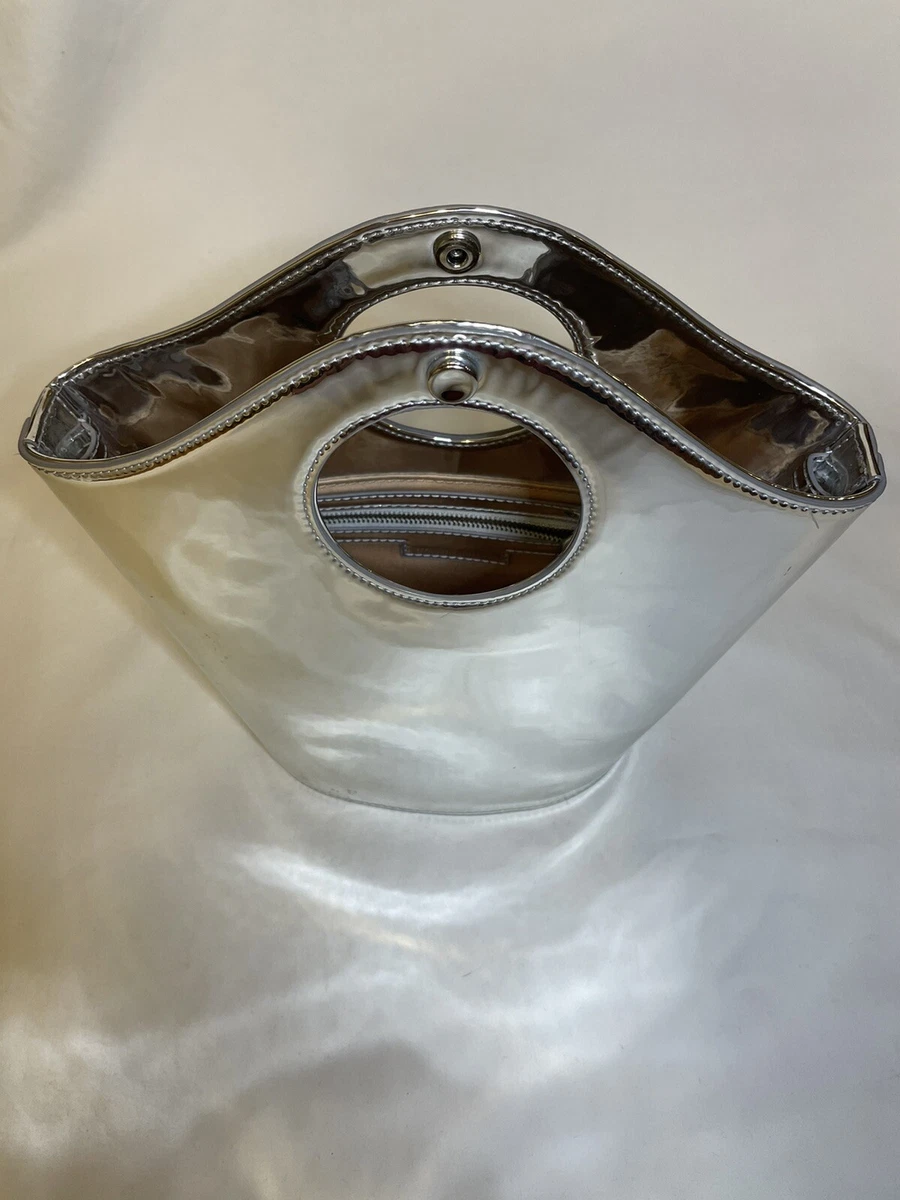 Elizabeth and James Metallic Silver Patent Leather Crossbody Tote NWT