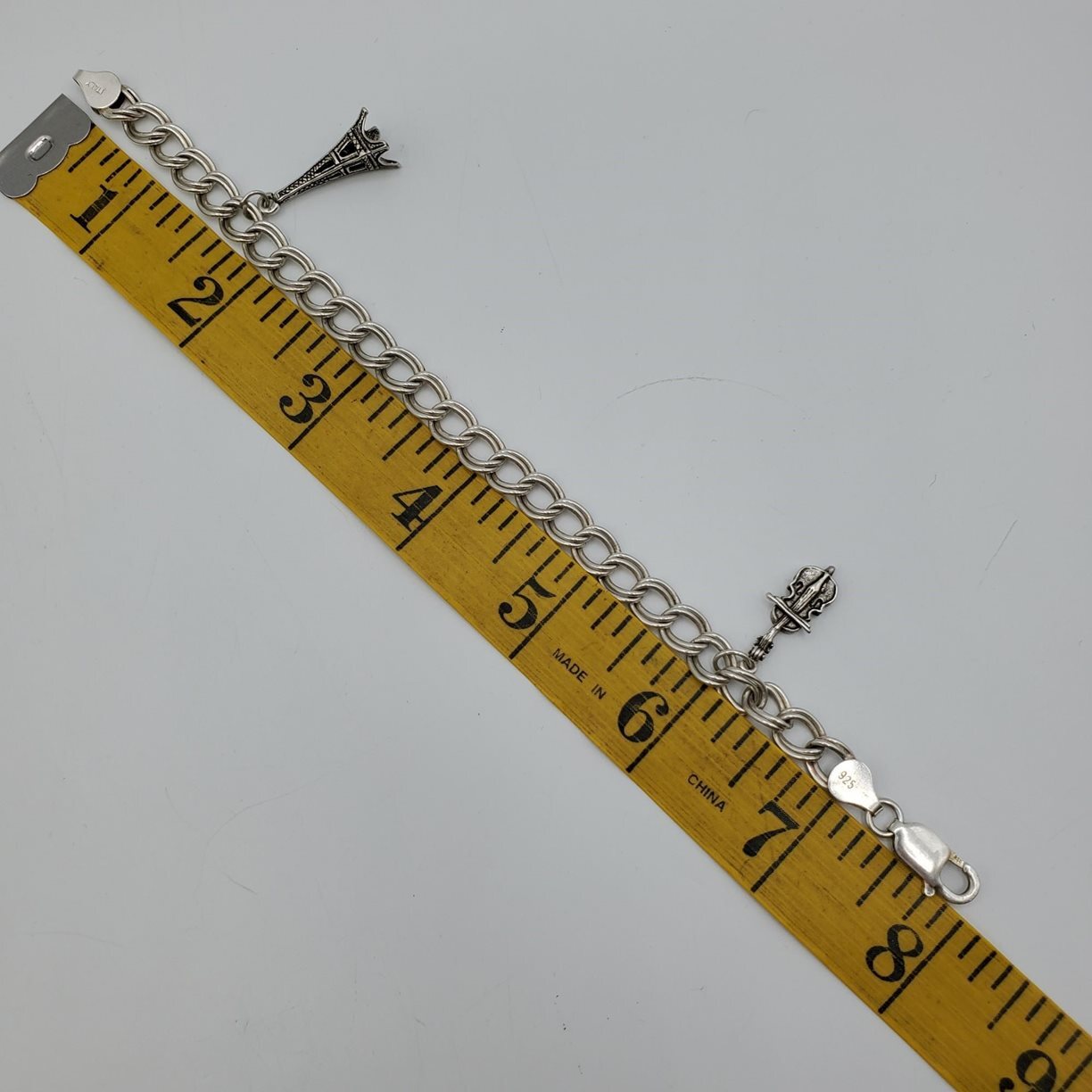 925 Silver Italy Charm Bracelet With 2 Charms 8 In eBay