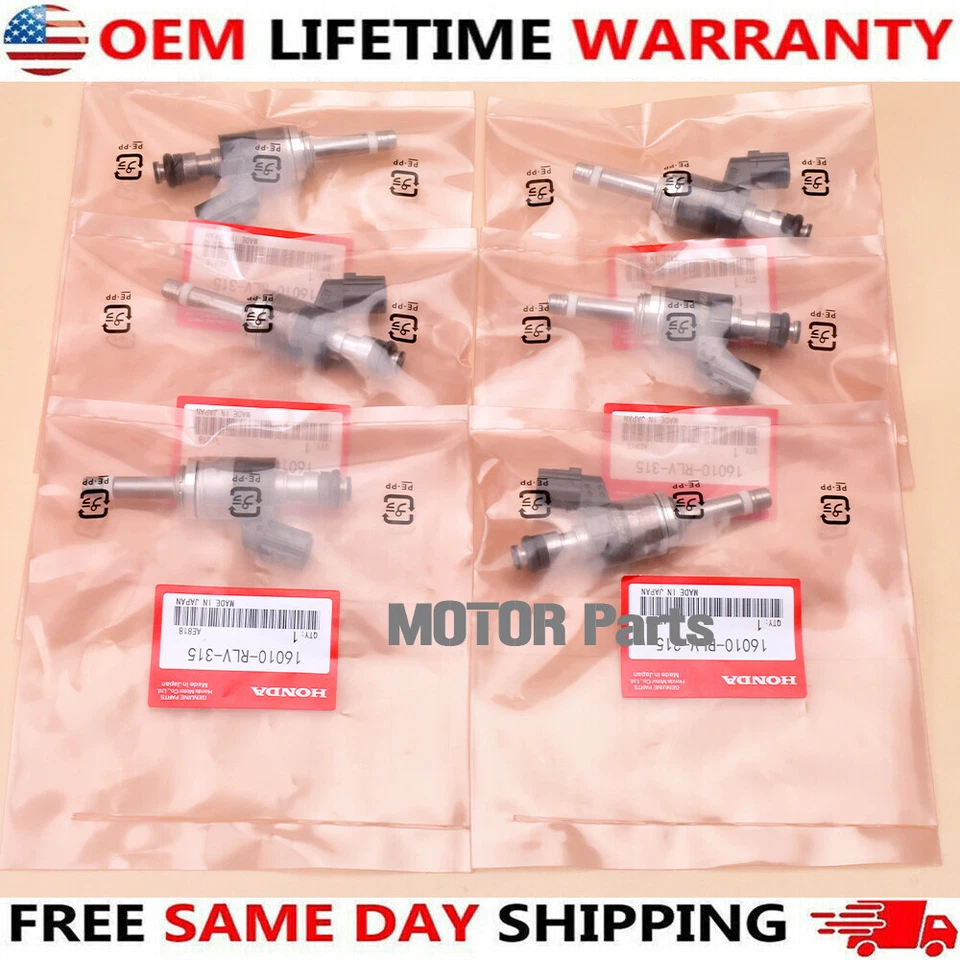 6pc OEM Genuine Fuel Injectors For Odyssey Pilot Ridgeline 3.5L V6 16010-RLV-315 Foto 2 de 4