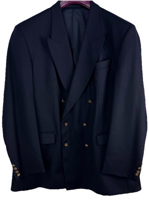 BURBERRYS LONDON Navy Wool Blazer Suit Vintage Double Breasted