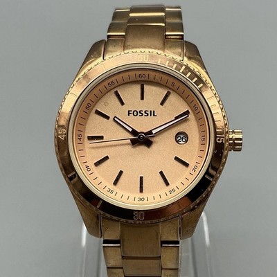 Fossil Stella Womens Watch 31mm Rose Gold Tone Date ES-3079 