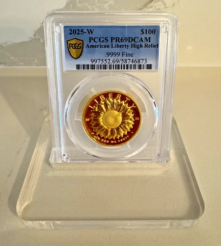 🌻🐝 2025 W Gold American Liberty $100 High Relief PCGS PR69 DCAM W/ OGP & COA