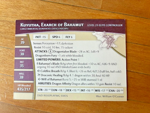 D&D Miniatures DemonWeb Kuyutha Exrch of Bahamut Wizard #02/60 Stat Card 2008 - Bild 6 von 7