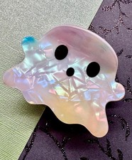 New Halloween White Pearlescent Ghost Acrylic Claw Hair Clip - 3 x 2.25