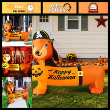 5 FT Halloween Inflatable Dog Decoration - LED Pumpkin Dachshund for Yard  Gard