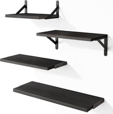 YGEOMER Floating Shelves for Wall, Black Wall Shelves Different Sizes for Living
