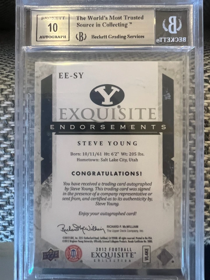 Steve Young Auto 2012 Exquisite Collection Endorsements 47/75 BGS 9 Autograph 10 - Image 4 of 4
