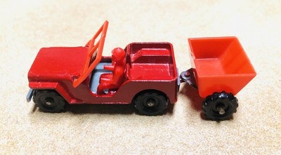 Majorette Rail Route No 7, Jeep mit Anhänger, RED Windshield Frame, VNM