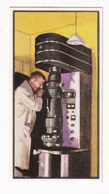 Vintage 1962 Science Card of ELECTRON MICROSCOPE Hans Busch
