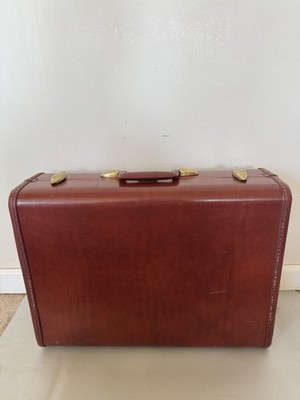 Samsonite Leather Vintage Antique Suitcase Retro Luggage Classic Hard Case