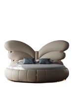 Designer Beiges Doppelbett Edle Schlafzimmer Betten Textilbett