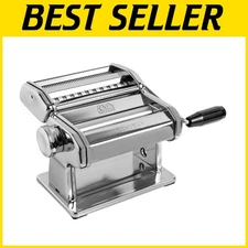 Chrome Steel Pasta Maker with Black Hand Crank