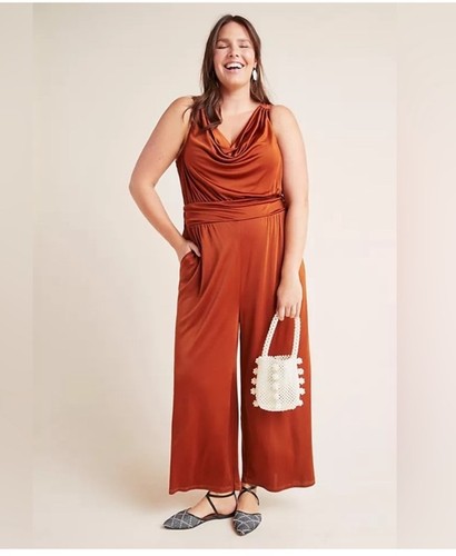 NWOT Anthropologie size S Maeve Enchantment Jumpsuit in Copper inseam 24”