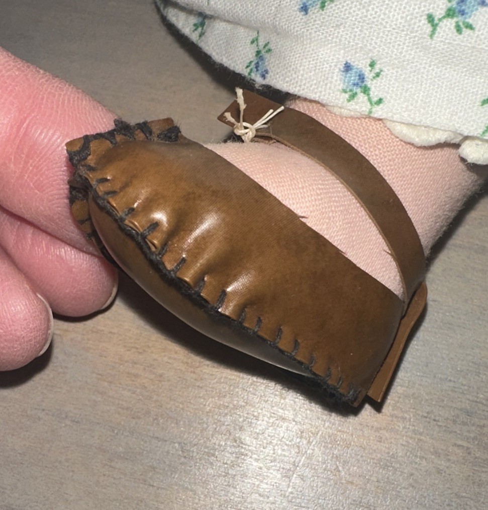 Charming Vintage 1950 Hand Made Cloth Doll, Jointed, Embroidered, Full Outfit